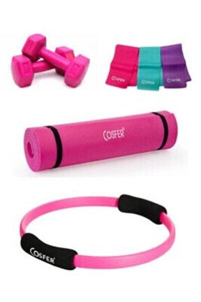 Cosfer 4 Parça Pilates Seti 4 'lü Set Pilates Matı + Pilates Bandı + 1kg Ağır...
