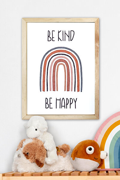 Tooall Παιδικό Δωμάτιο με Ξύλινο Πλαίσιο Be Kind Be Happy Rainbow Πίνακας