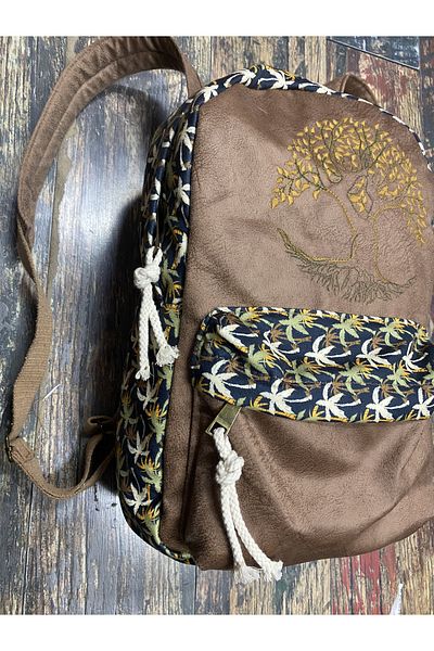 Street Bag Tree of Life Κεντημένο Ethnic Αυθεντικό Σακίδιο πλάτης Bohemian Καθημερινή χρήση ταξιδιού