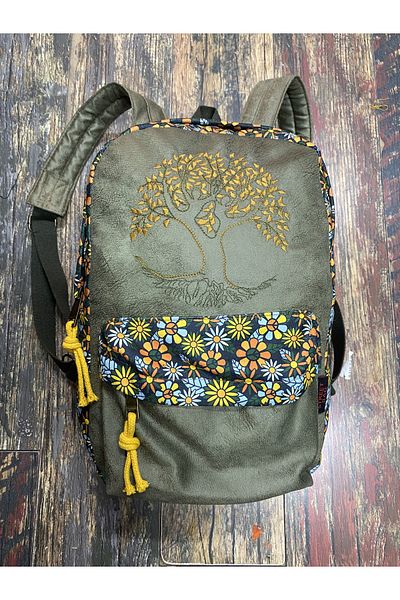 Street Bag Tree of Life Κεντημένο Ethnic Αυθεντικό Σακίδιο πλάτης Bohemian Καθημερινή χρήση ταξιδιού
