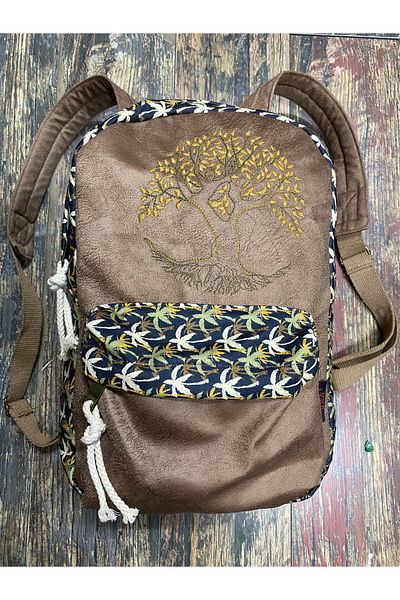 Street Bag Tree of Life Κεντημένο Ethnic Αυθεντικό Σακίδιο πλάτης Bohemian Καθημερινή χρήση ταξιδιού