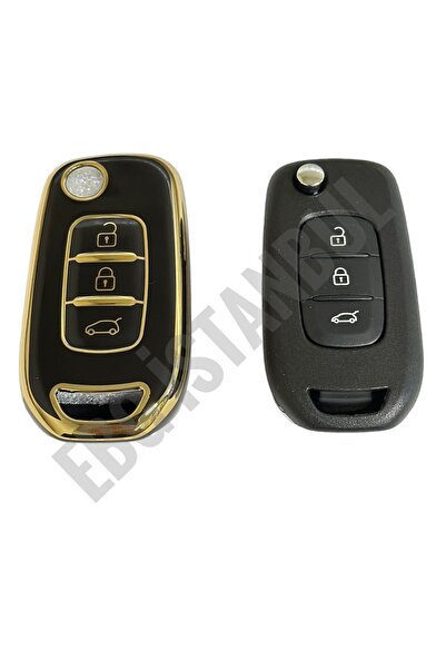 EBG İSTANBUL Renault Clio 5 Dacia Duster Switchblade 3 butoane Carcasa neagra pentru telecomandă