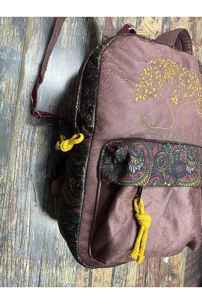 Street Bag Tree of Life Κεντημένο Ethnic Αυθεντικό Σακίδιο πλάτης Bohemian Καθημερινή χρήση ταξιδιού