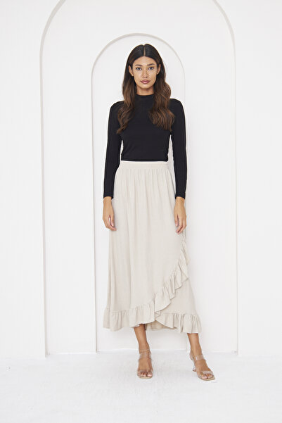 comstar WHITE Ruffled Long Wrap Skirt, Hijab Skirt, Ruffled Skirt, Hijab Long Skirt, Long Gift Skirt