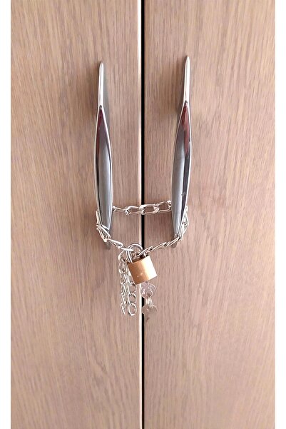 Glax Tools Zincirli Kilit Dolap Yurt Spor Kilidi Asma Kilit / Paslanmaz / 35 cm. Renk:Gümüş/Gold