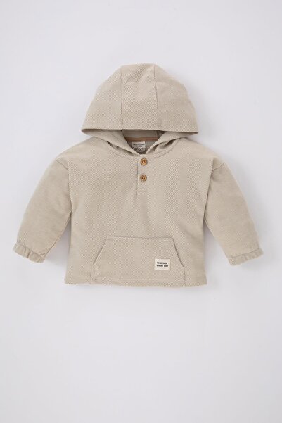 DeFacto Baby Boy Regular Fit Button Collar Sweatshirt