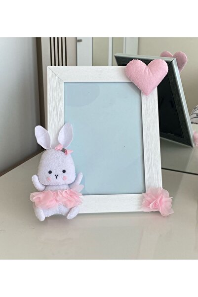 Leobabyroom Pink White Rabbit Heart Flower Figured Baby Girl/Kid's Room Design Frame