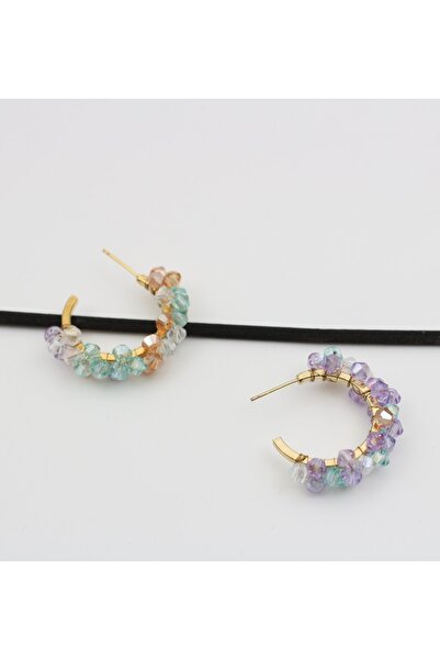 monalisatoka Kadın Gold Kristal Renklii Küpe