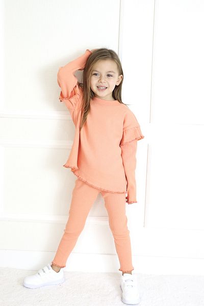 le petit sole Girl's Ruffle Sleeve Detailed Bottom-Top Set