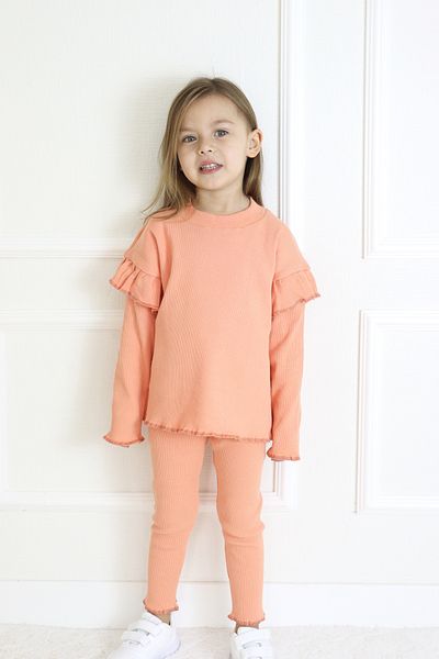 le petit sole Girl's Ruffle Sleeve Detailed Bottom-Top Set
