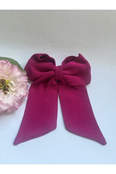 büzey accessory مشبك القوس الطويل باللون الفوشيا