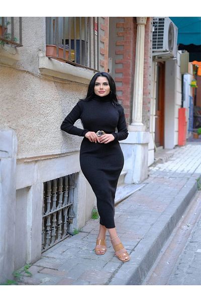 buğlem collection Rochie creion pentru femei, cu gât roscat, sub genunchi