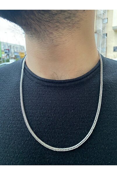 MEKKANMODA Erkek Gümüş Gri Renk Tilki Kuyruğu Model Çelik Kolye