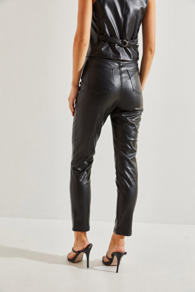 Bianco Lucci Kadın Cepli Deri Pantolon