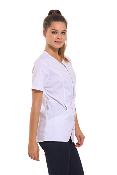 Wio Uniform Irıs- Kadın Likralı Beyaz Doktor Hemşire Cerrahi Medikal Üst
