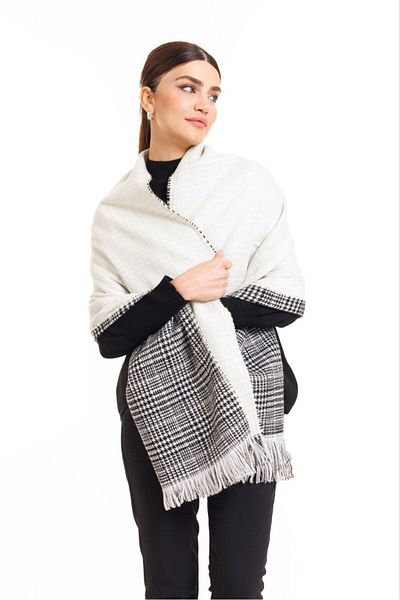 MESCHAIN 70x190cm Winter Shoulder Shawl - Double Sided Plaid Wool