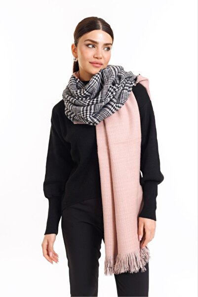 MESCHAIN Μάλλινο σάλι ώμου διπλής όψης καρό - 70x190cm - Χειμερινό σάλι