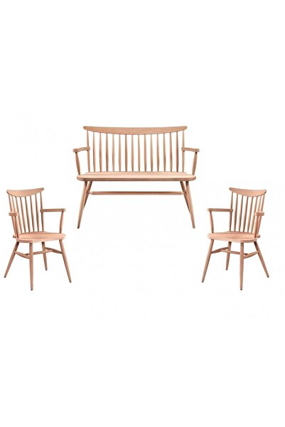 Mobilya Baba Lota Kırlangıç Çay Takımı Cilasız Ham Ahşap 4718