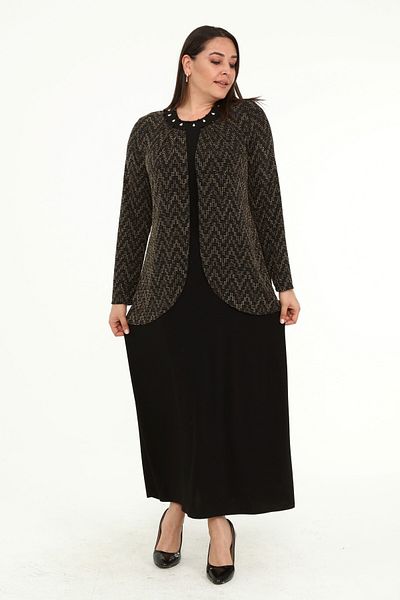 Asees Medium Size Jewelled Collar Evening Dress