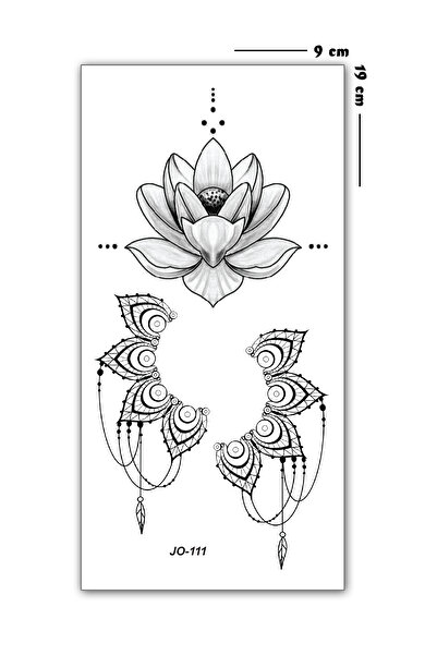 Jet Online Lotus Çiçeği Ve Göğüs Yanı Mandala Geçici Dövme 3d Lotus Tattoo