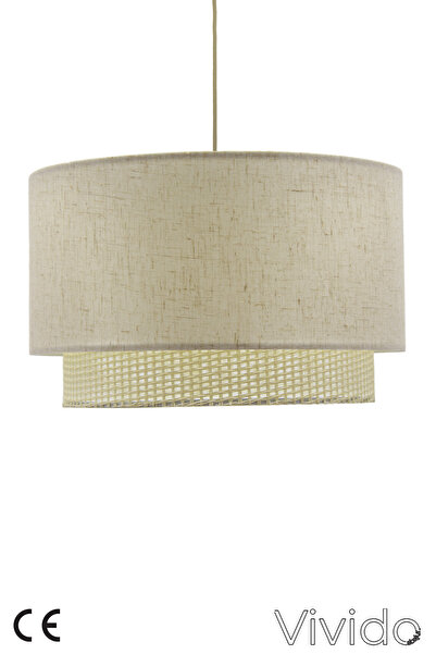Vivido Abajur Dora Wicker Krem Hasır Sarkıt Avize