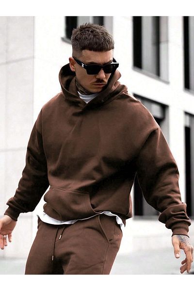 Mad&Calf Ανδρικό φούτερ με κουκούλα Basic Basic Oversize
