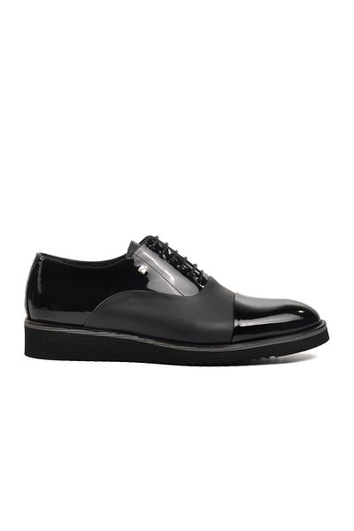 Fosco Black Patent Leather 6590 - Genuine Leather Men's Casual Shoes