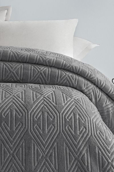 Puffy Gray Melan Double Emboss Blanket