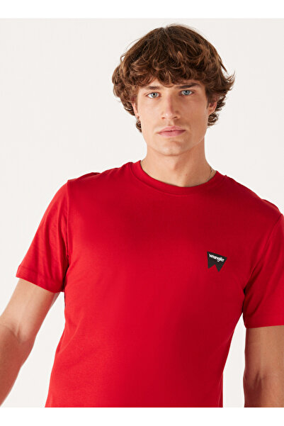WRANGLER Crew Neck Red Men's T-Shirt W70MD33UU Crew Neck T-shirt