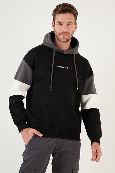 Buratti Men's Winter Hooded Sweat - Color Block, Regular Fit 5905299