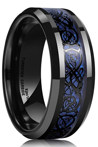 Giraffe Paslanmaz Çelik Yüzük Parlak Mavi Ejderha Motifli ( Iade Değil Değişim Talep Edin!!! )