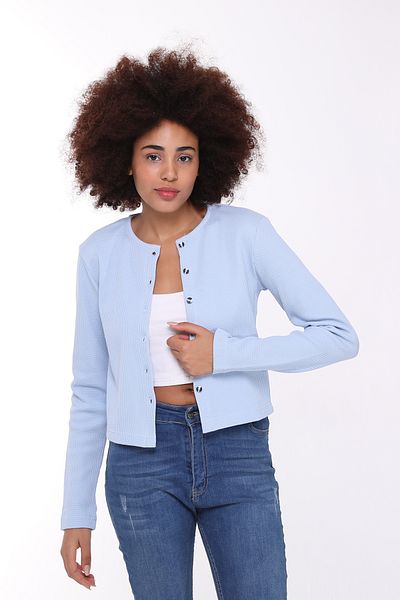 Owut Collection Soft Textured Button Detailed Blouse-Cardigan