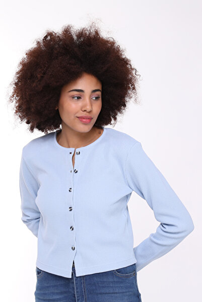 Owut Collection Μπλούζα-ζακέτα με απαλή υφή με λεπτομέρεια με κουμπιά