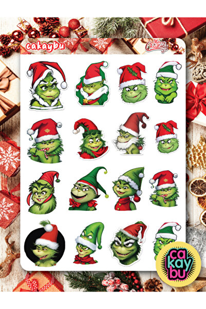 cakaybu Set de autocolante Grinch de Crăciun (de Anul Nou) 1 foaie de dimensi...