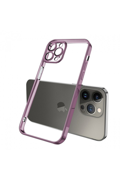 Ally Fashion Series Iphone 13 Pro Max Kılıf Renkli Kenar Lazer Çerçeveli Sili...