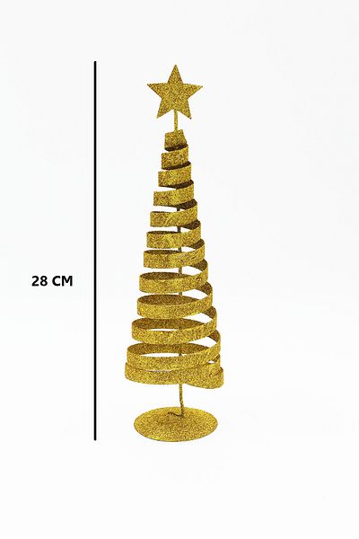 Yusuf Dirik YD Party Supplies New Year's Table Decorative Pine Tree Glitter Gold Color Thick Wire 28 cm