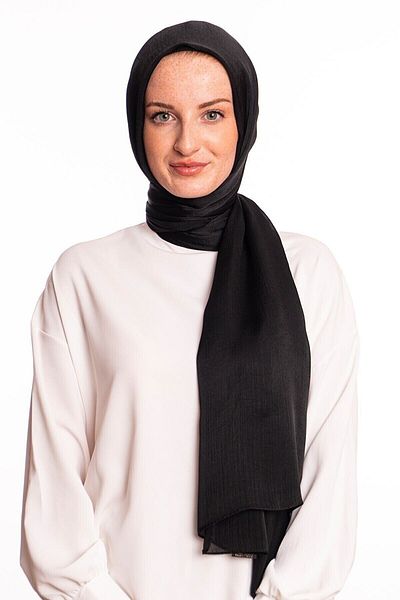 masalsu Women's Black Janjan Chiffon Shawl 75x185 cm