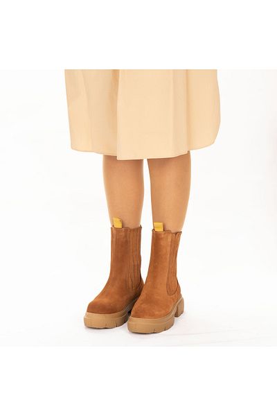 TwoEgoist Women's Genuine Suede Leather Thick Soled Boots - Chelsea