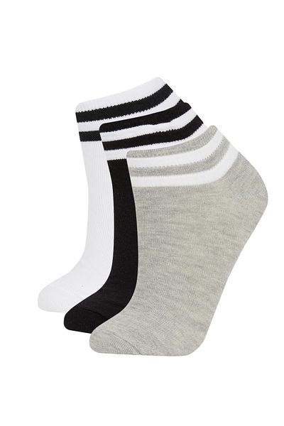 DeFacto Women's 3-Piece Cotton Booties Socks A5934Axns