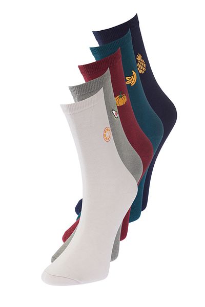 Trendyol Collection 5er-Set Premium-Socken mit aufgestickten Früchten - TMNAW24CO00013