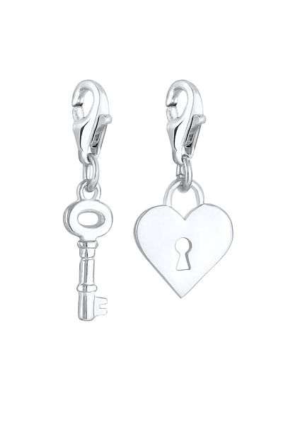 Nenalina Charm Schloss Schlüssel Herz Liebe 2er Set 925 Silber