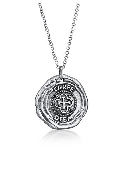 KUZZOI Halskette Herren Antike Münze Rund Coin Kreuz 925 Silber