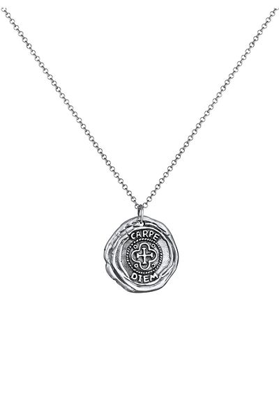 KUZZOI Halskette Herren Antike Münze Rund Coin Kreuz 925 Silber