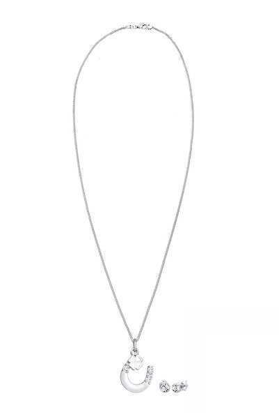 ELLI Schmuckset Hufeisen Kleeblatt Kristall 925 Gümüş