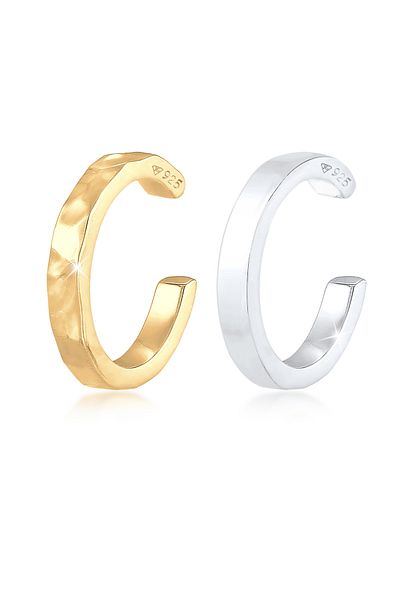 ELLI Ohrringe Earcuff Klemme 2er Set Geo-Organic Look 925 Silber