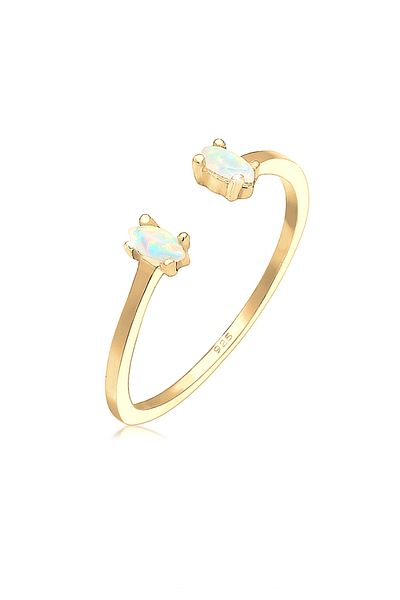 ELLI Ring verstellbar oval Geo Opal 925 Sterling Silber vergoldet