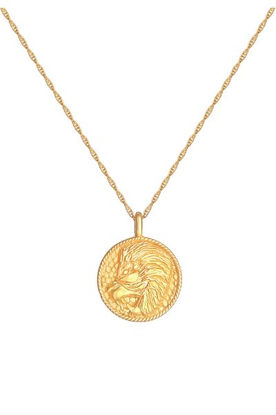 ELLI Halskette Sternzeichen Löwe Münze in 925 Sterling Silber vergoldet