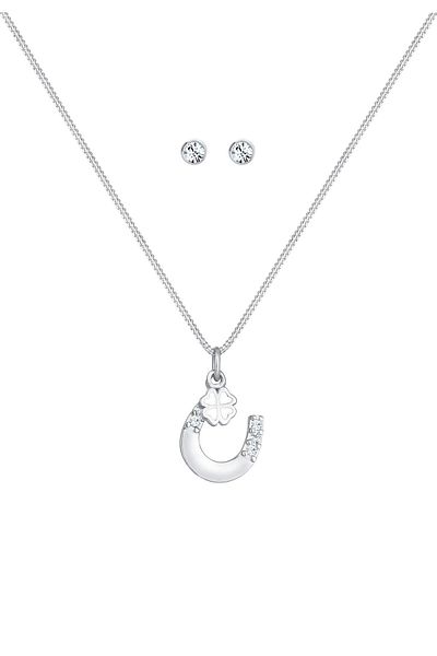 ELLI Schmuckset Hufeisen Kleeblatt Kristall 925 Gümüş