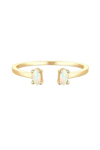 ELLI Ring verstellbar oval Geo Opal 925 Sterling Silber vergoldet