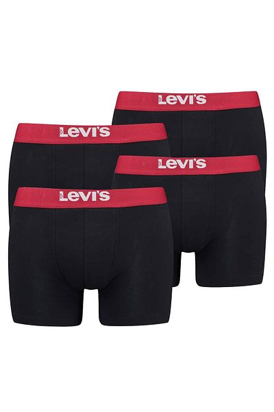 Levi's LEVI´S Herren Boxershorts, 4er Pack - Solid Basic Boxer Brief Organic, Logobund